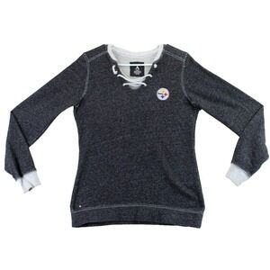 Majestic Pittsburgh Steelers Womens Lace Up Pullover Sweatshirt‎ S Steelers Logo